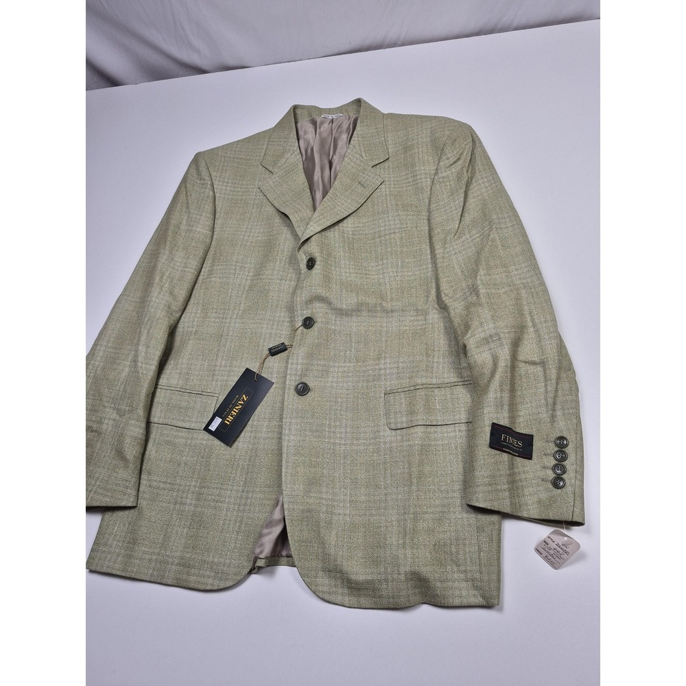 Zanieri Blazer Mens 44R Green Wool Silk Linen Plaid Sport Coat Italy Fintes NWT